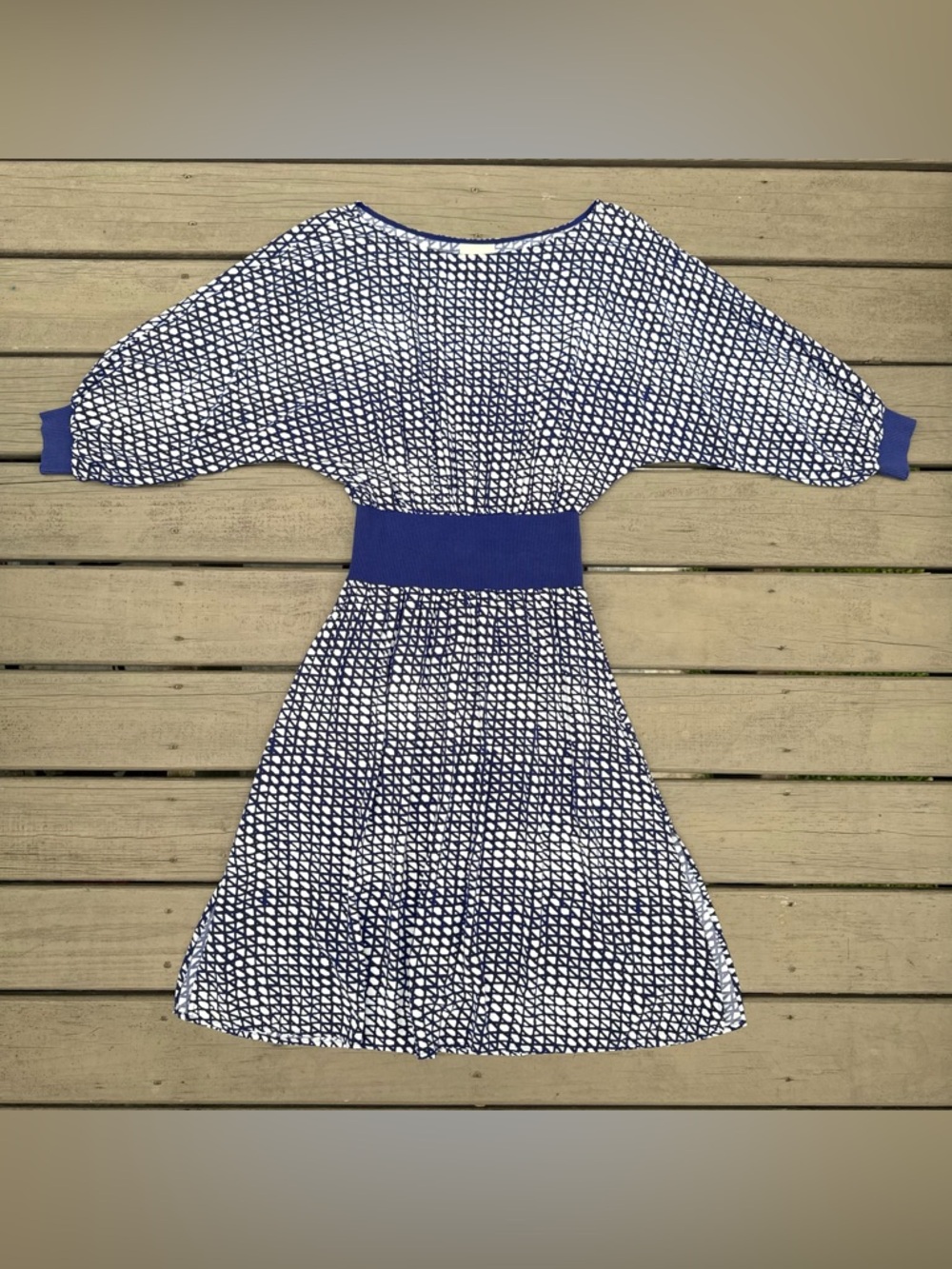 Maeve by Anthropologie Gemma Blue and White Geometric Print Dress size S - Picture 3 of 16
